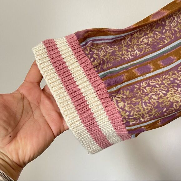 Free People Augustine Mini babydoll dress Brown Pink NWOT size XS Rare - Picture 7 of 13